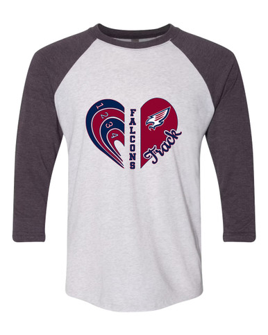 Tompkins Falcons Heart Track Women's Baseball T-Shirt
