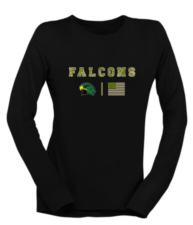 Huguenot Falcons Camo Flag Women's LS T-Shirt