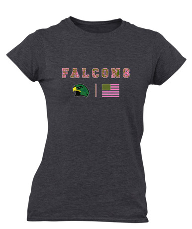 Huguenot Falcons Pink Camo Flag Women's SS T-Shirt