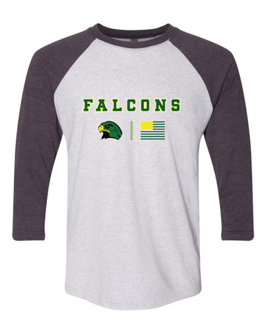 Huguenot Falcons Team Colors Flag Men's Baseball T-Shirt