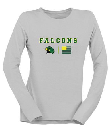 Huguenot Falcons Team Colors Flag Women's LS T-Shirt