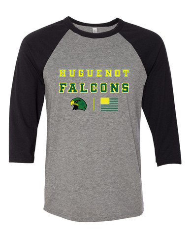 Huguenot Falcons Spirit Flag Men's Baseball T-Shirt