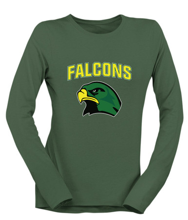 Huguenot Falcons Mascot #6 Women's LS T-Shirt