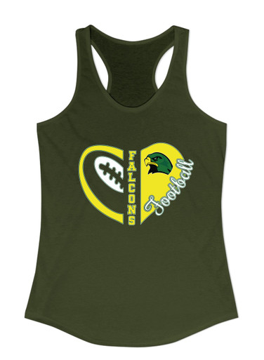 Huguenot Falcons Heart Football Women's Tank Top