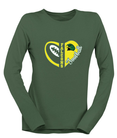 Huguenot Falcons Heart Football Women's Premium LS T-Shirt