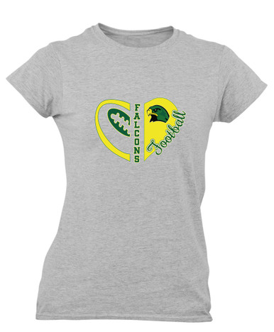 Huguenot Falcons Heart Football Women's SS T-Shirt