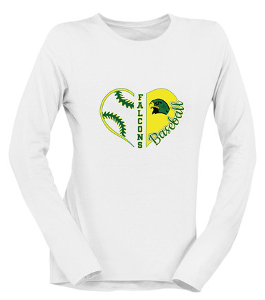 Huguenot Falcons Heart Baseball Women's LS T-Shirt