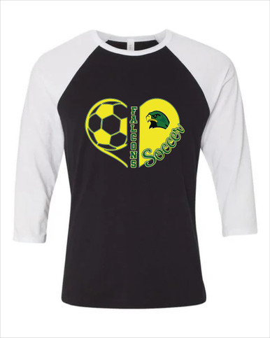 Huguenot Falcons Heart Soccer Women's Baseball T-Shirt