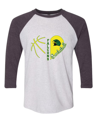Huguenot Falcons Heart Basketball Women's Baseball T-Shirt
