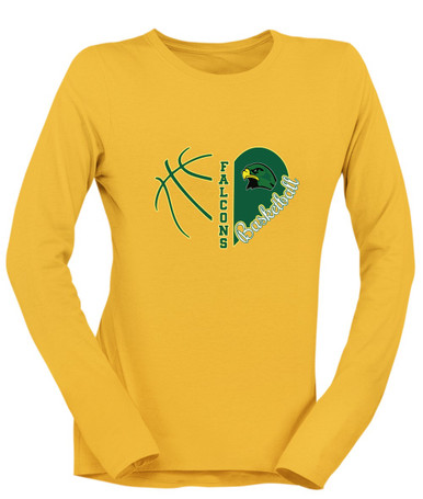 Huguenot Falcons Heart Basketball Women's LS T-Shirt