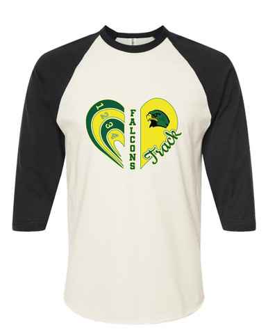 Huguenot Falcons Heart Track Women's Baseball T-Shirt