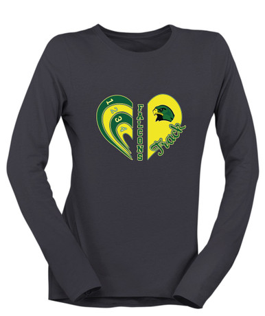 Huguenot Falcons Heart Track Women's LS T-Shirt