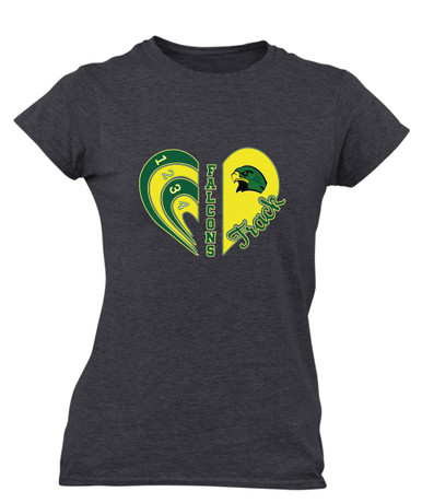 Huguenot Falcons Heart Track Women's Premium SS T-Shirt