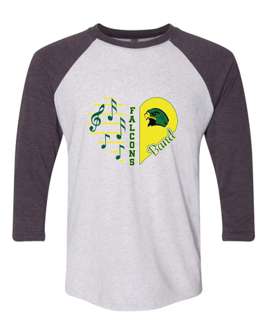 Huguenot Falcons Heart Band Women's Baseball T-Shirt