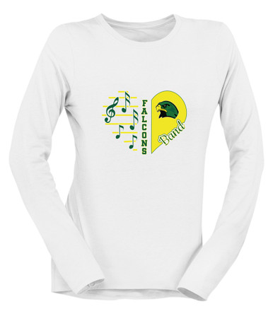 Huguenot Falcons Heart Band Women's LS T-Shirt