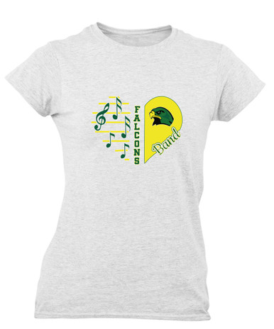 Huguenot Falcons Heart Band Women's SS T-Shirt