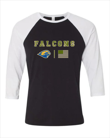 Channelview Falcons Camo Flag Women's Baseball T-Shirt