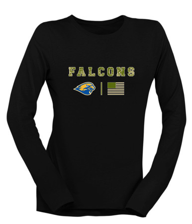 Channelview Falcons Camo Flag Women's LS T-Shirt