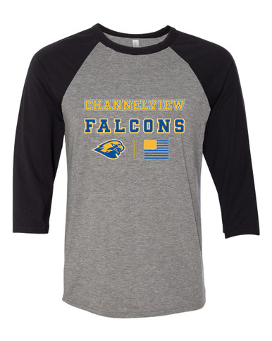 Channelview Falcons Spirit Flag Men's Baseball T-Shirt