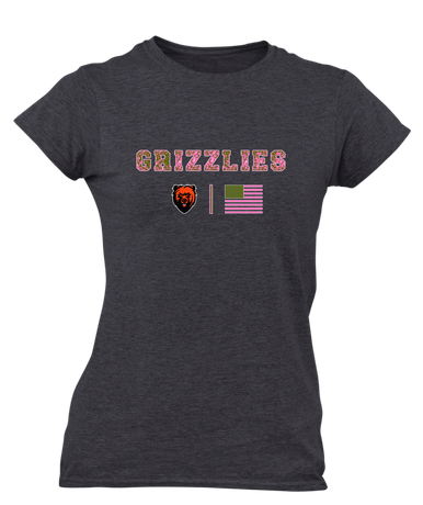California Grizzlies Pink Camo Flag Women's Premium SS T-Shirt