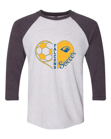 Channelview Falcons Heart Soccer Women's Baseball T-Shirt