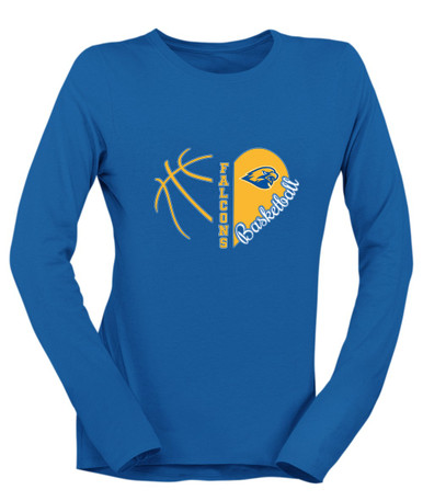 Channelview Falcons Heart Basketball Women's LS T-Shirt