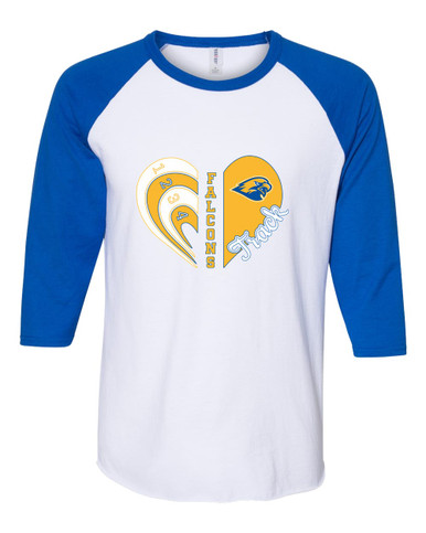 Channelview Falcons Heart Track Women's Baseball T-Shirt