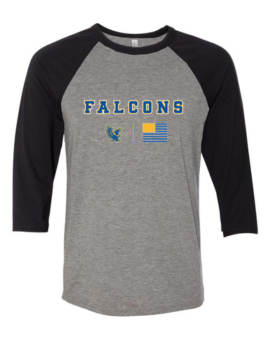 Channelview Falcons Flying Team Colors Flag Women's Baseball T-Shirt