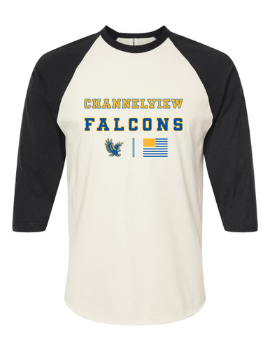 Channelview Falcons Flying Spirit Flag Women's Baseball T-Shirt