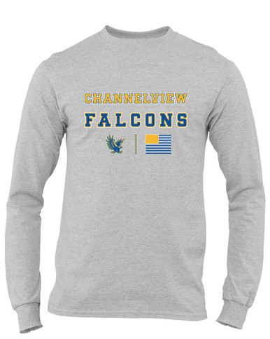 Channelview Falcons Flying Spirit Flag Men's LS T-Shirt