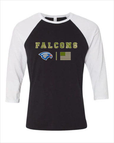 Volunteer Falcons Camo Flag Women's Baseball T-Shirt