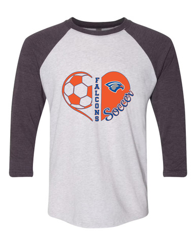 Volunteer Falcons Heart Soccer Women's Baseball T-Shirt