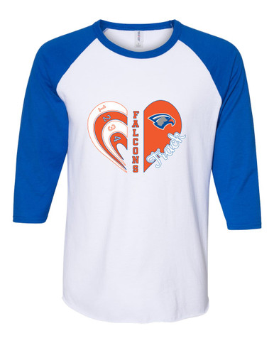 Volunteer Falcons Heart Track Women's Baseball T-Shirt