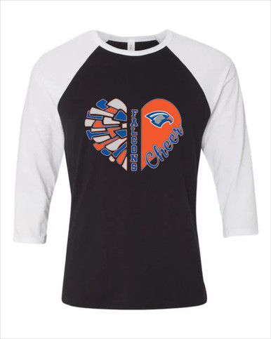 Volunteer Falcons Heart Cheer Women's Baseball T-Shirt