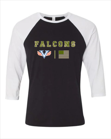 Volunteer Falcons V Wings Camo Flag Women's Baseball T-Shirt