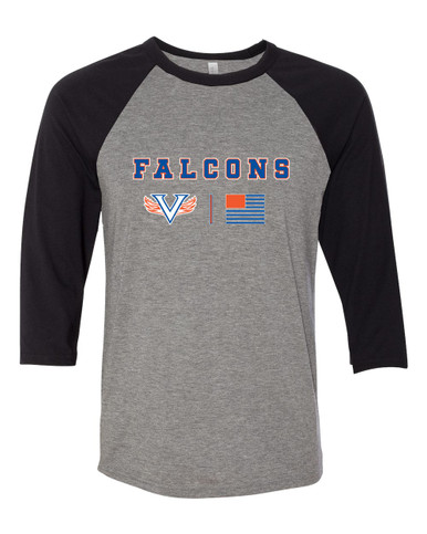 Volunteer Falcons V Wings Team Colors Flag Women's Baseball T-Shirt