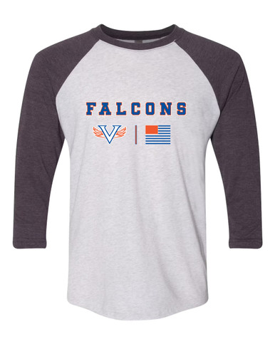Volunteer Falcons V Wings Team Colors Flag Men's Baseball T-Shirt