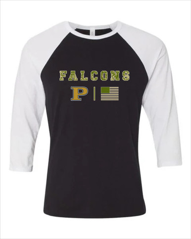Peddie Falcons Camo Flag Women's Baseball T-Shirt