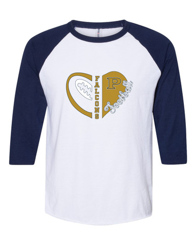 Peddie Falcons Heart Football Women's Baseball T-Shirt