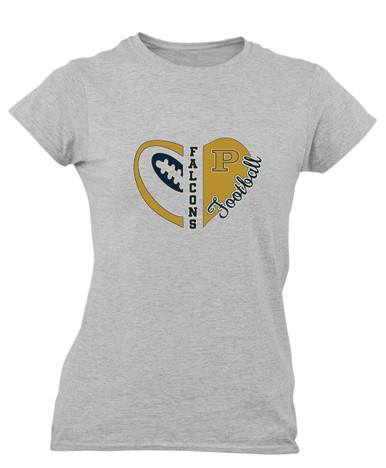 Peddie Falcons Heart Football Women's Premium SS T-Shirt