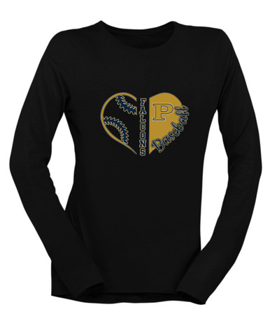 Peddie Falcons Heart Baseball Women's LS T-Shirt
