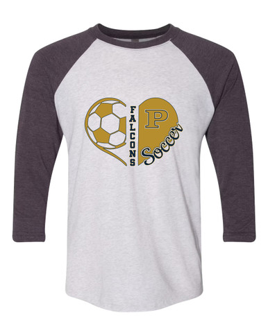Peddie Falcons Heart Soccer Women's Baseball T-Shirt