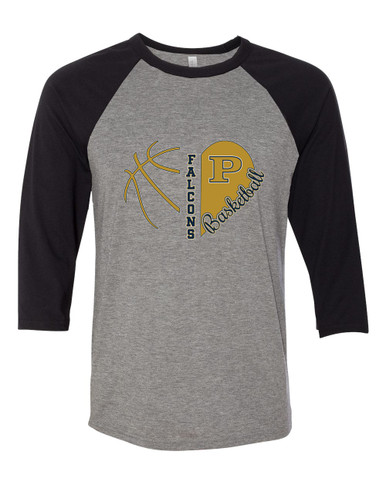 Peddie Falcons Heart Basketball Women's Baseball T-Shirt