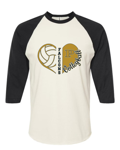 Peddie Falcons Heart Volleyball Women's Baseball T-Shirt