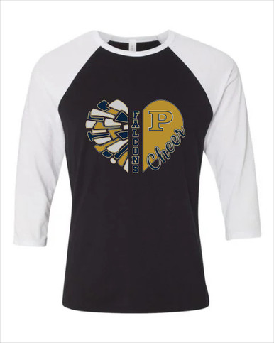Peddie Falcons Heart Cheer Women's Baseball T-Shirt