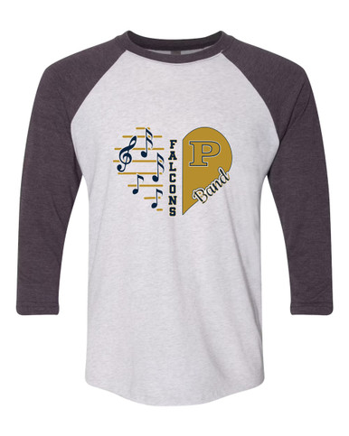 Peddie Falcons Heart Band Women's Baseball T-Shirt
