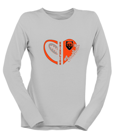 California Grizzlies Heart Football Women's LS T-Shirt