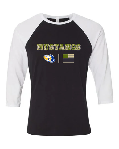 Sahuarita Mustangs Camo Flag Men's Baseball T-Shirt