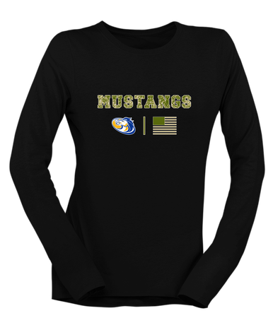 Sahuarita Mustangs Camo Flag Women's LS T-Shirt