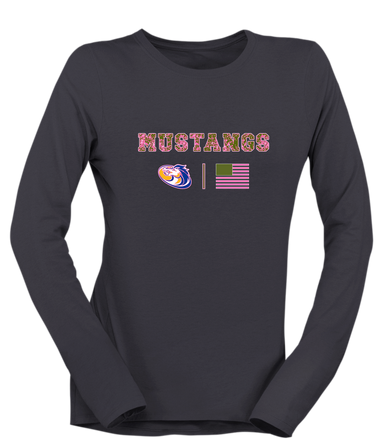Sahuarita Mustangs Pink Camo Flag Women's Premium LS T-Shirt